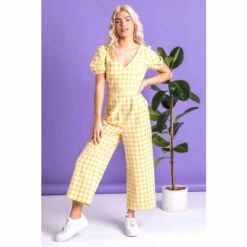 Dusk Yellow Gingham Check Jumpsuit