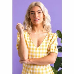 Dusk Yellow Gingham Check Jumpsuit -Dusk Shop unnamed file 1015