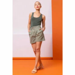 Dusk Green Paperbag Waist Linen Shorts 3 Dusk Green Paperbag Waist Linen Shorts -Dusk Shop unnamed file 1027