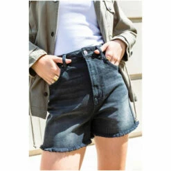 Dusk Black Raw Hem Knee Length Shorts -Dusk Shop unnamed file 1035
