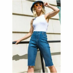 Dusk Black Raw Hem Knee Length Shorts -Dusk Shop unnamed file 1036