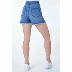 Dusk Blue Raw Hem Knee Length Shorts -Dusk Shop unnamed file 1048