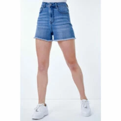 Dusk Blue Raw Hem Knee Length Shorts -Dusk Shop unnamed file 1049