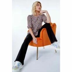 Dusk Black Flared High Waist Cotton Jeans