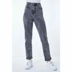 Dusk Grey Straight Leg Acid Wash Mom Jean -Dusk Shop unnamed file 1068