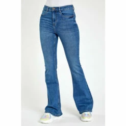 Dusk Blue Flared High Waist Cotton Jeans