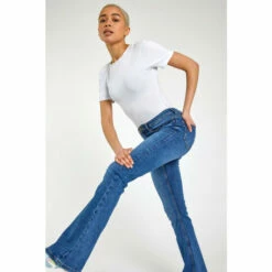 Dusk Blue Flared High Waist Cotton Jeans -Dusk Shop unnamed file 1073