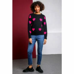 Dusk Black Jacquard Heart Print Jumper -Dusk Shop unnamed file 1079
