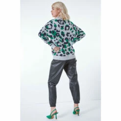 Dusk Grey & Green Contrast Animal Relaxed Jumper 4 Dusk Grey & Green Contrast Animal Relaxed Jumper -Dusk Shop unnamed file 1085