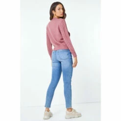 Dusk Pink Crew Neck Cable Knit Jumper -Dusk Shop unnamed file 1091