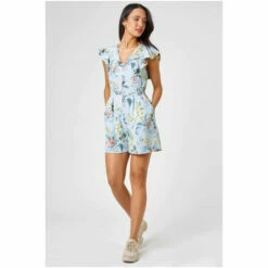 Dusk Blue Floral Print Frill Playsuit -Dusk Shop unnamed file 1103