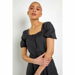 Dusk Black Puff Sleeve Tiered Square Neck Dress -Dusk Shop unnamed file 113