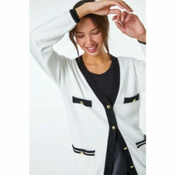 Dusk White Longline Colour Block Cardigan 6 Dusk White Longline Colour Block Cardigan -Dusk Shop unnamed file 1130