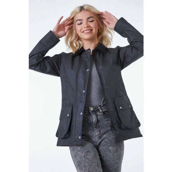 unnamed-file-1145.jpg Dusk Black Checked Lined Wax Coat -Dusk Shop unnamed file 1145
