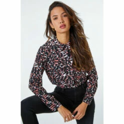 Dusk Red Geo Print Pocket Detail Shirt