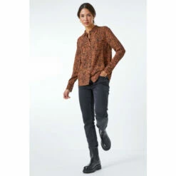 Dusk Brown Animal Print Pocket Detail Shirt -Dusk Shop unnamed file 1178