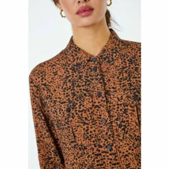 Dusk Brown Animal Print Pocket Detail Shirt -Dusk Shop unnamed file 1179