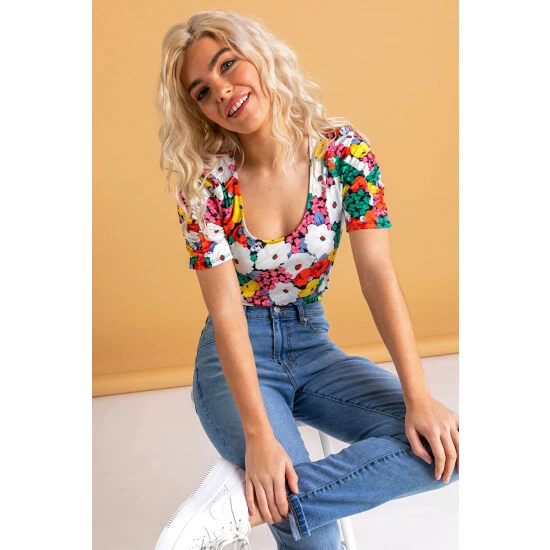 unnamed-file-1186.jpg Dusk Black Bold Floral Print T-Shirt -Dusk Shop unnamed file 1186