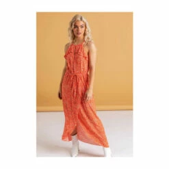Dusk Orange Ditsy Spot Frill Wrap Dress -Dusk Shop unnamed file 119
