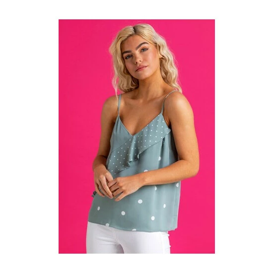 unnamed-file-1195.jpg Dusk Green Frill Detail Spot Print Cami Top -Dusk Shop unnamed file 1195
