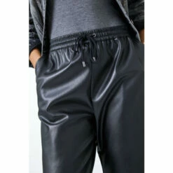 Dusk Black Faux Leather Cuffed Joggers -Dusk Shop unnamed file 1206