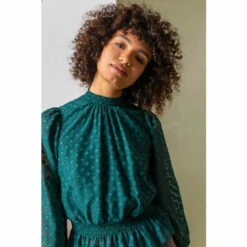 Dusk Green High Neck Embellished Detail Top -Dusk Shop unnamed file 1211