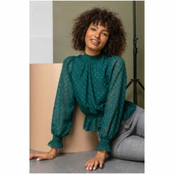 Dusk Green High Neck Embellished Detail Top -Dusk Shop unnamed file 1212