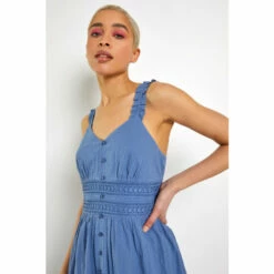 Dusk Blue Shirred Lace Detail Sun Dress 5 Dusk Blue Shirred Lace Detail Sun Dress -Dusk Shop unnamed file 13