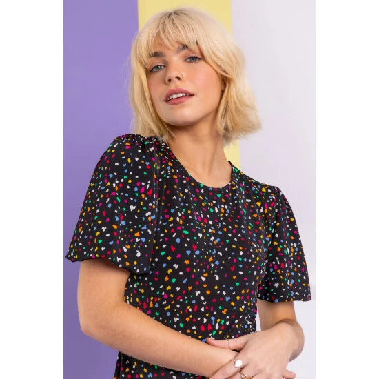 unnamed-file-133.jpg Dusk Black Ditsy Spot Print Frill Hem Detail Dress -Dusk Shop unnamed file 133