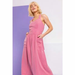 Dusk Pink Dyed Strappy Pocket Dress