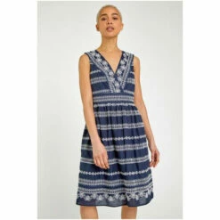 Dusk Blue Broderie Detail Fit & Flare Day Dress -Dusk Shop unnamed file 152