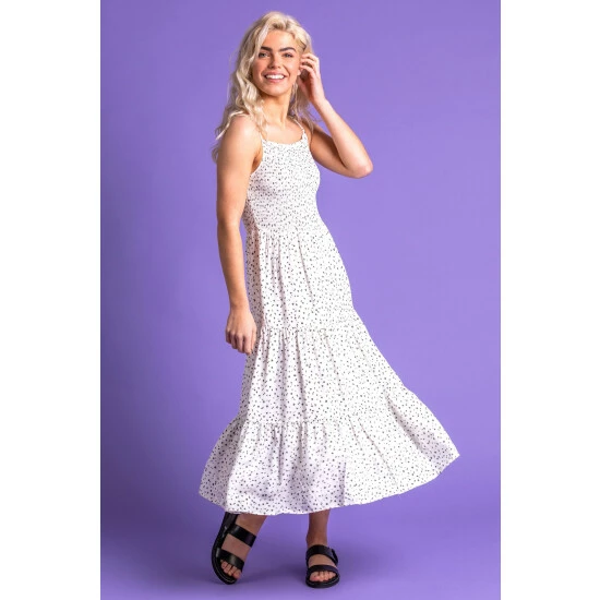 unnamed-file-154.jpg Dusk White Ditsy Spot Print Tiered Dress -Dusk Shop unnamed file 154
