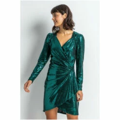 Dusk Black Sparkle Embellished Wrap Dress -Dusk Shop unnamed file 174