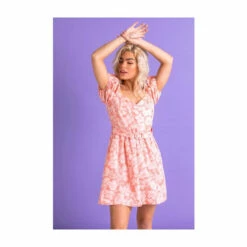 Dusk Pink Floral Puff Sleeve Belted Dress -Dusk Shop unnamed file 196