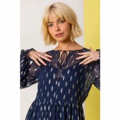 Dusk Blue Foil Print Shimmer Tiered Dress -Dusk Shop unnamed file 200