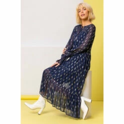 Dusk Blue Foil Print Shimmer Tiered Dress -Dusk Shop unnamed file 201