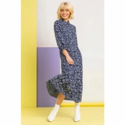Dusk Blue Spot Print Tiered Shirt Dress 4 Dusk Blue Spot Print Tiered Shirt Dress -Dusk Shop unnamed file 206