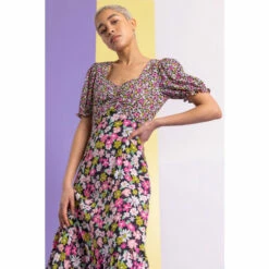 Dusk Pink Contrast Floral Print Tea Dress -Dusk Shop unnamed file 214