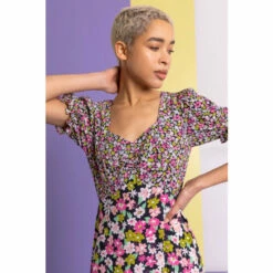 Dusk Pink Contrast Floral Print Tea Dress -Dusk Shop unnamed file 215