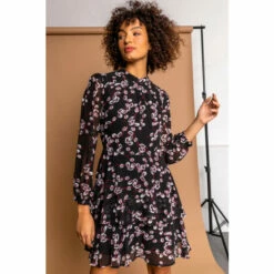 Dusk Black Floral Print Tiered Midi Dress 4 Dusk Black Floral Print Tiered Midi Dress -Dusk Shop unnamed file 225