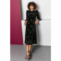 Dusk Black Velvet Sparkle Frill Detail Dress -Dusk Shop unnamed file 230