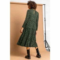 Dusk Green Animal Jersey Tiered Midi Dress -Dusk Shop unnamed file 252