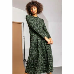 Dusk Green Animal Jersey Tiered Midi Dress -Dusk Shop unnamed file 254