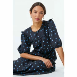 Dusk Navy Blue Tiered Polka Dot Maxi Dress -Dusk Shop unnamed file 273