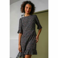 Dusk Black Ditsy Floral Frill Detail Dress -Dusk Shop unnamed file 302