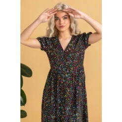 Dusk Black Print Ditsy Spot Print Button Down Dress -Dusk Shop unnamed file 31