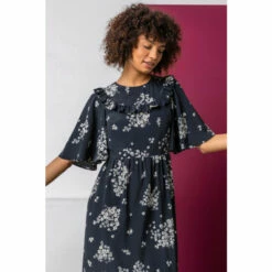 Dusk Black Floral Print Yoke Maxi Dress