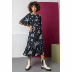 Dusk Black Floral Print Yoke Maxi Dress -Dusk Shop unnamed file 316