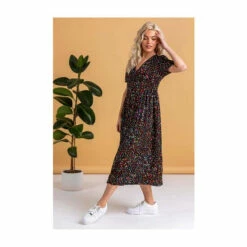 Dusk Black Print Ditsy Spot Print Button Down Dress -Dusk Shop unnamed file 33