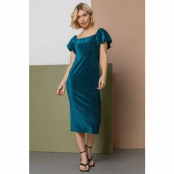 Dusk Blue Puff Sleeve Sparkle Midi Dress 4 Dusk Blue Puff Sleeve Sparkle Midi Dress -Dusk Shop unnamed file 339